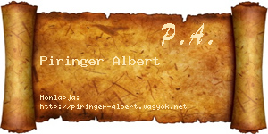 Piringer Albert névjegykártya